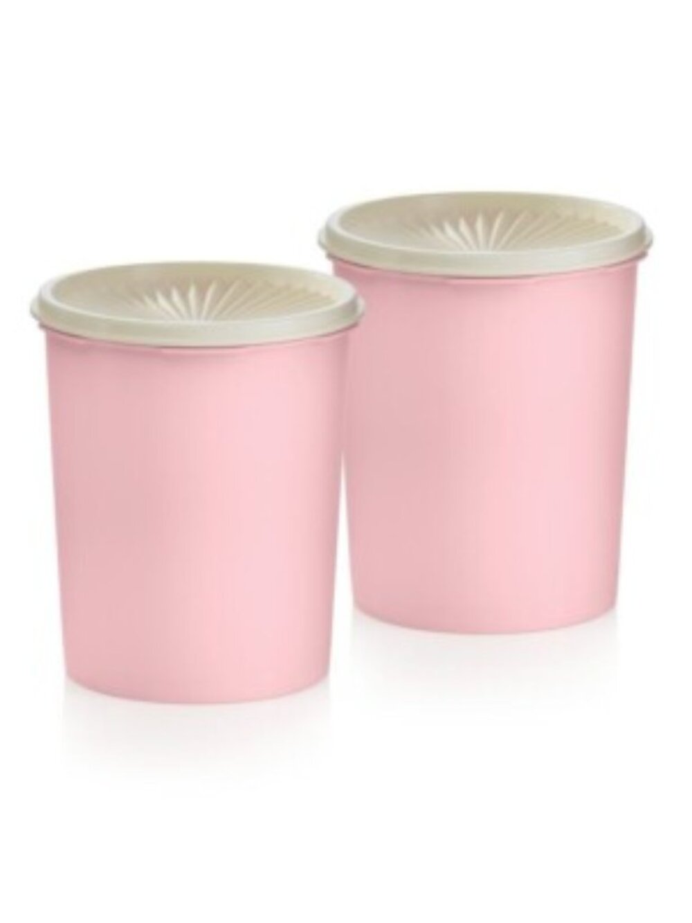 New TUPPERWARE Large 11 Cup Decorator Servalier Canister Pink & White - Set of 2